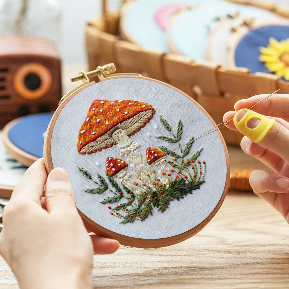 Rubbyoo Embroidery Kit- Mushrooms  Easy  Embroidery Kit For Beginners | Autumn Crafts - image 3