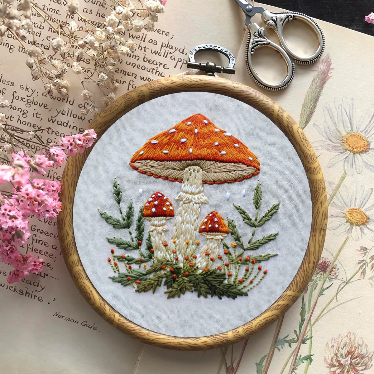 Rubbyoo Embroidery Kit- Mushrooms  Easy  Embroidery Kit For Beginners | Autumn Crafts - image 8