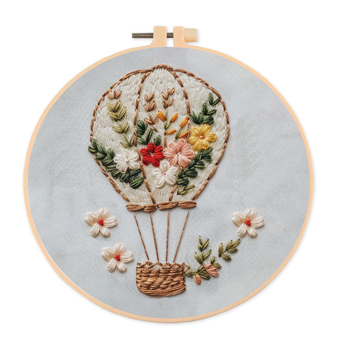 Rubbyoo Embroidery Kit-Floral Hot Air Balloon  Easy  Embroidery Kit For Beginners | Autumn Crafts - image 1