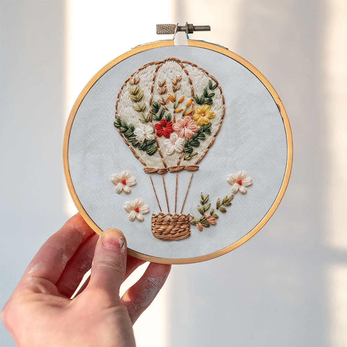 Rubbyoo Embroidery Kit-Floral Hot Air Balloon  Easy  Embroidery Kit For Beginners | Autumn Crafts - image 2