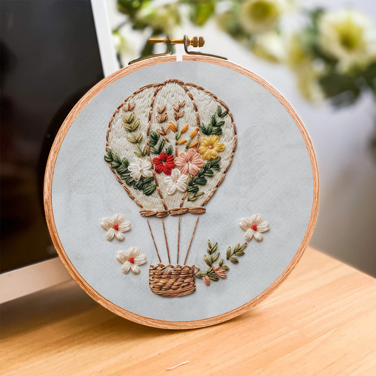 Rubbyoo Embroidery Kit-Floral Hot Air Balloon  Easy  Embroidery Kit For Beginners | Autumn Crafts - image 4