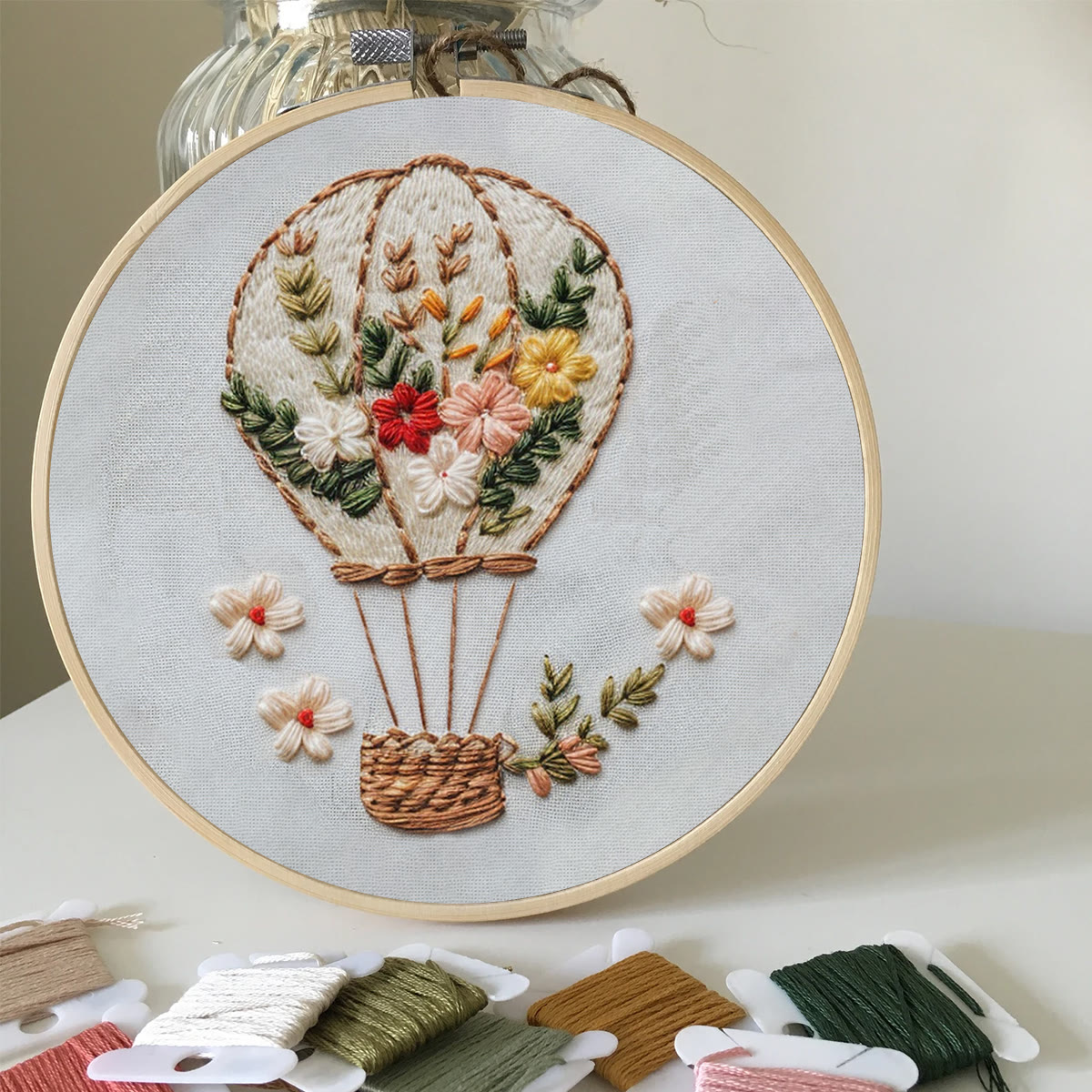 Rubbyoo Embroidery Kit-Floral Hot Air Balloon  Easy  Embroidery Kit For Beginners | Autumn Crafts - image 5