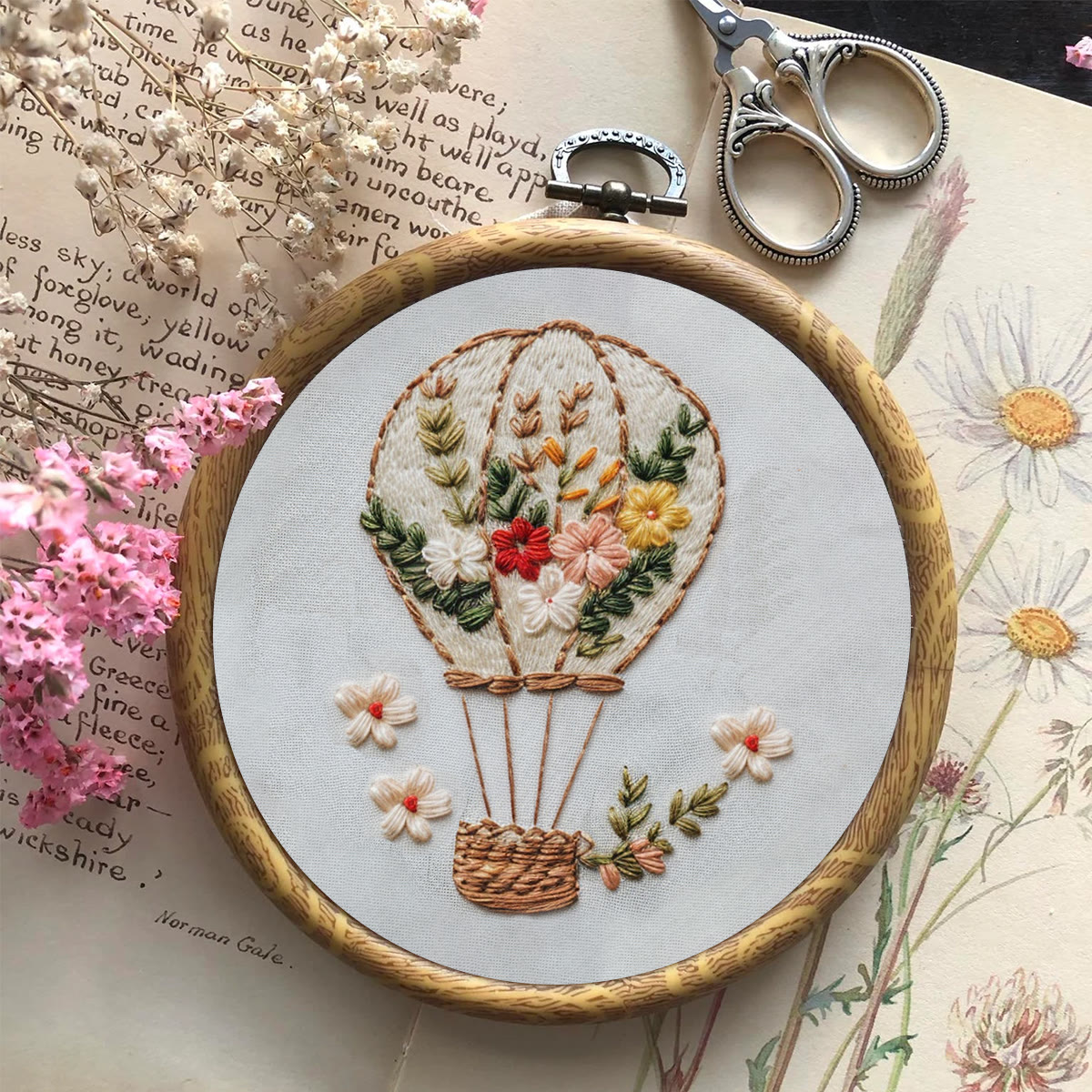 Rubbyoo Embroidery Kit-Floral Hot Air Balloon  Easy  Embroidery Kit For Beginners | Autumn Crafts - image 8