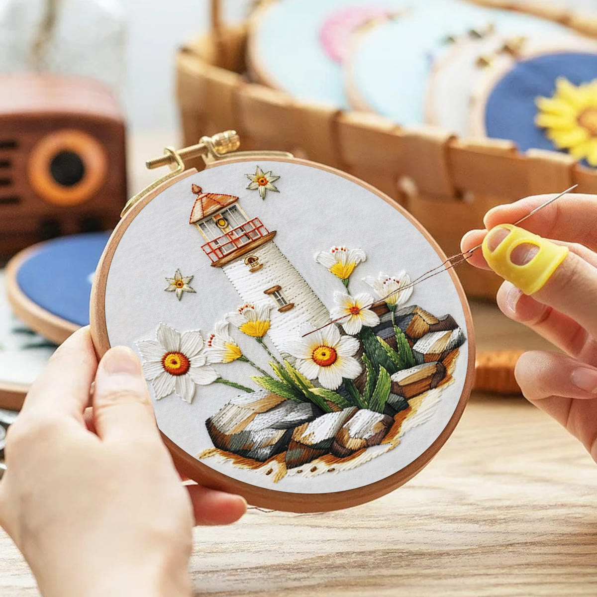Rubbyoo Embroidery Kit-lighthouse Easy  Embroidery Kit For Beginners | Summer Crafts - image 3