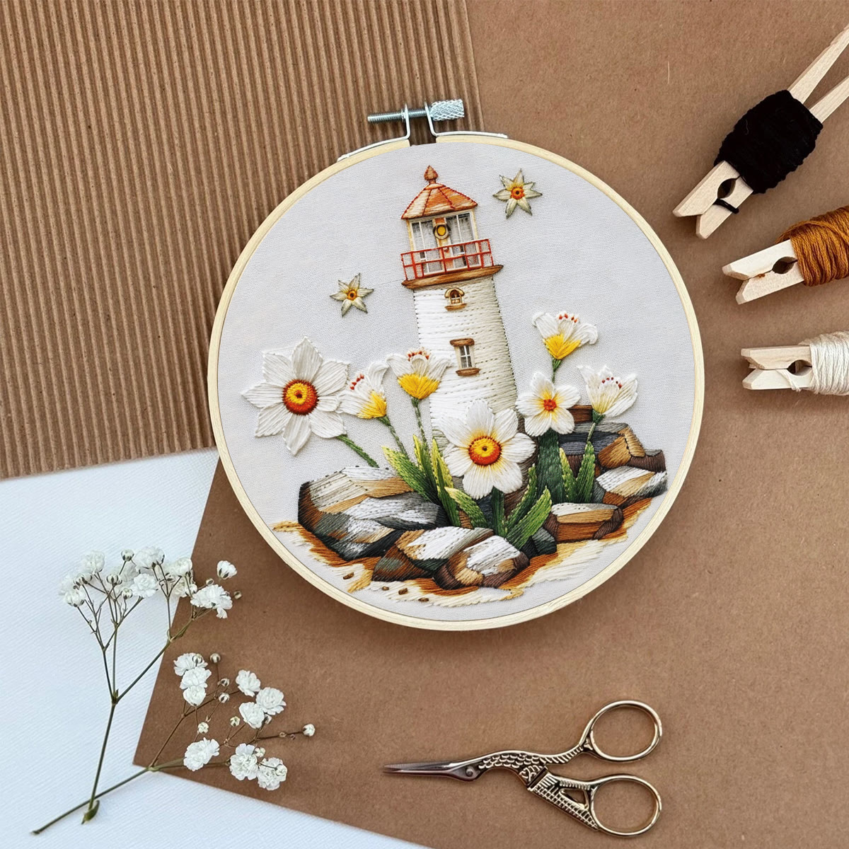 Rubbyoo Embroidery Kit-lighthouse Easy  Embroidery Kit For Beginners | Summer Crafts - image 6