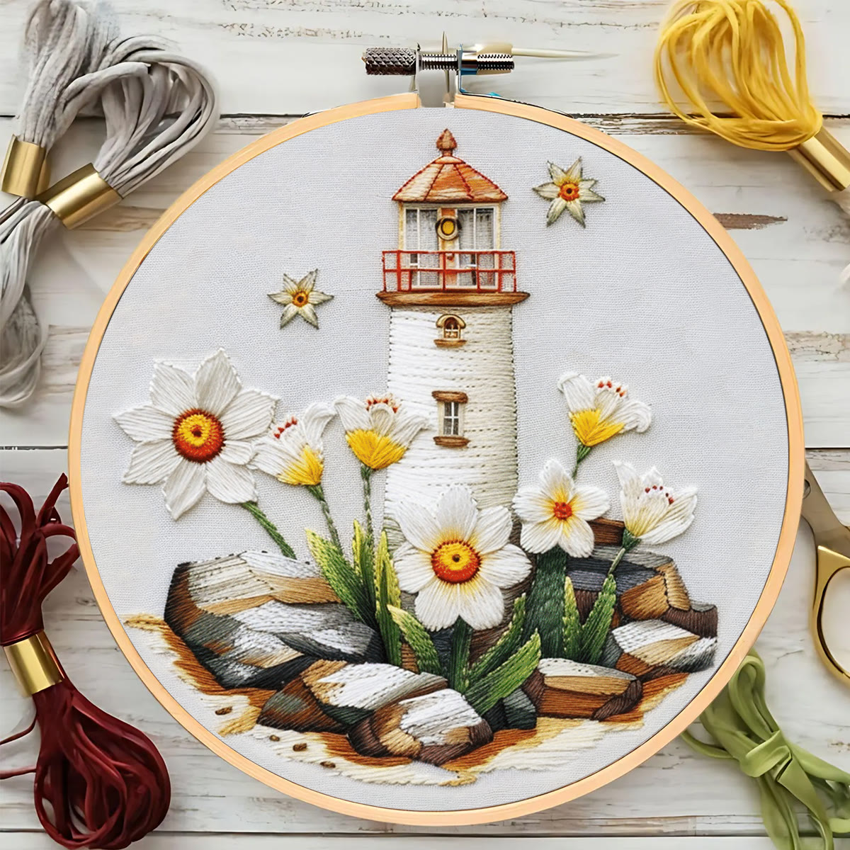 Rubbyoo Embroidery Kit-lighthouse Easy  Embroidery Kit For Beginners | Summer Crafts - image 7