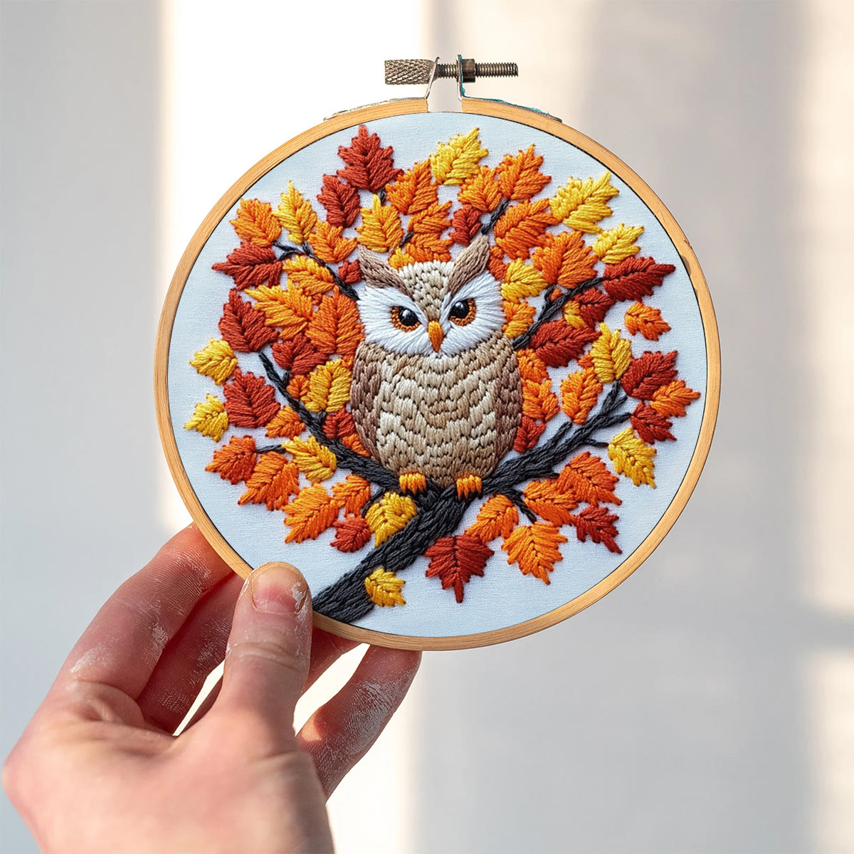 Rubbyoo Embroidery Kit-  Maple Leaf  Owl  Diy Craft Kits| Autumn Craft - image 2