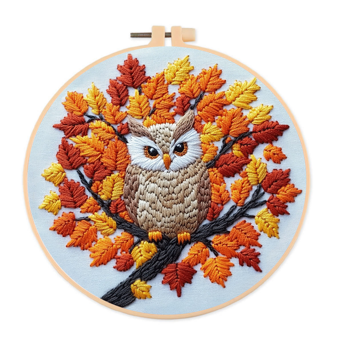 Rubbyoo Embroidery Kit-  Maple Leaf  Owl  Diy Craft Kits| Autumn Craft - image 1