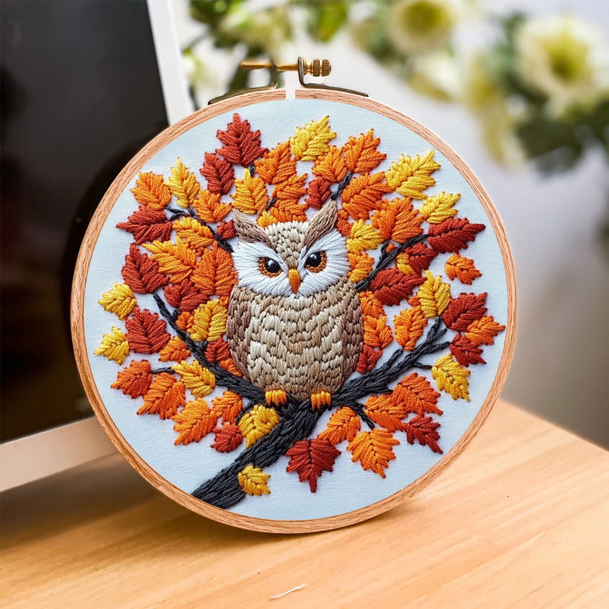 Rubbyoo Embroidery Kit-  Maple Leaf  Owl  Diy Craft Kits| Autumn Craft - image 4