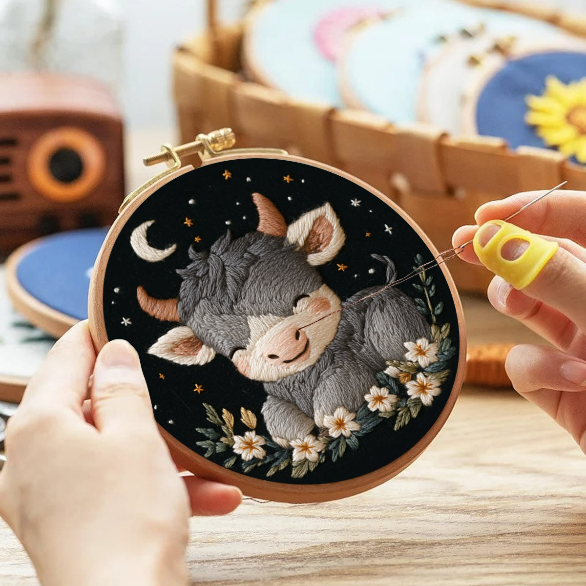 Rubbyoo Embroidery Kit-   Calf Baby  Diy Craft Kits| For Craft Lover - image 3