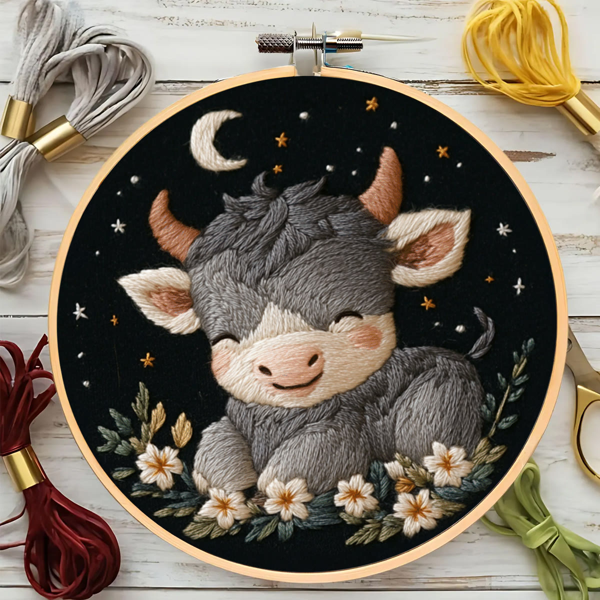 Rubbyoo Embroidery Kit-   Calf Baby  Diy Craft Kits| For Craft Lover - image 6