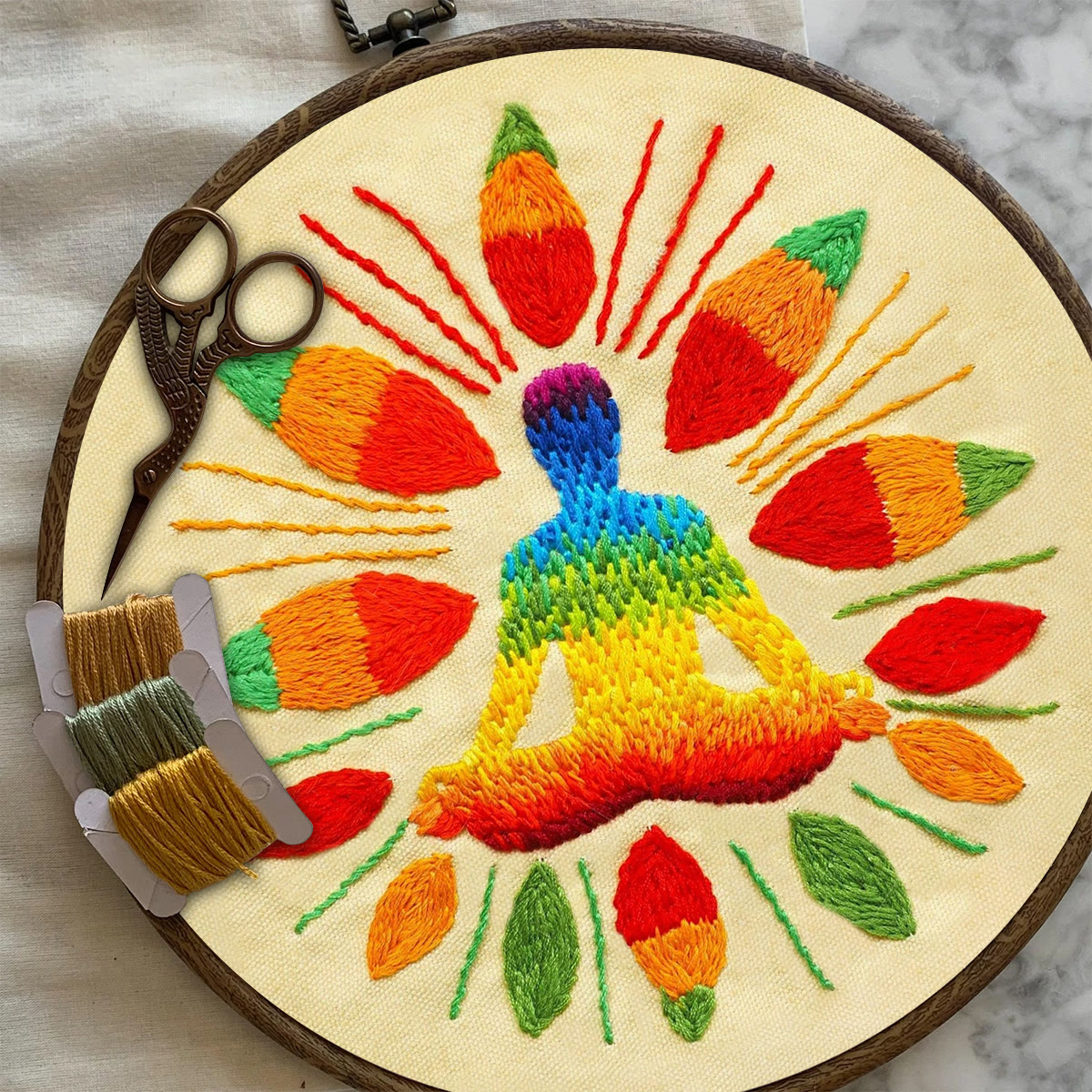 Rubbyoo Embroidery Kit-  Vedic Heaalling Diy Kit For  Aldults| Diy Craft Kits | Wall Decor - image 8