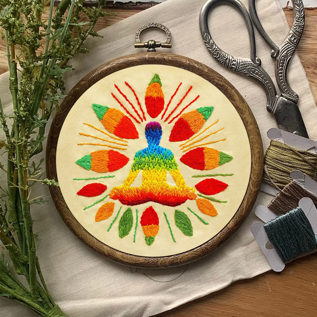 Rubbyoo Embroidery Kit-  Vedic Heaalling Diy Kit For  Aldults| Diy Craft Kits | Wall Decor - image 7