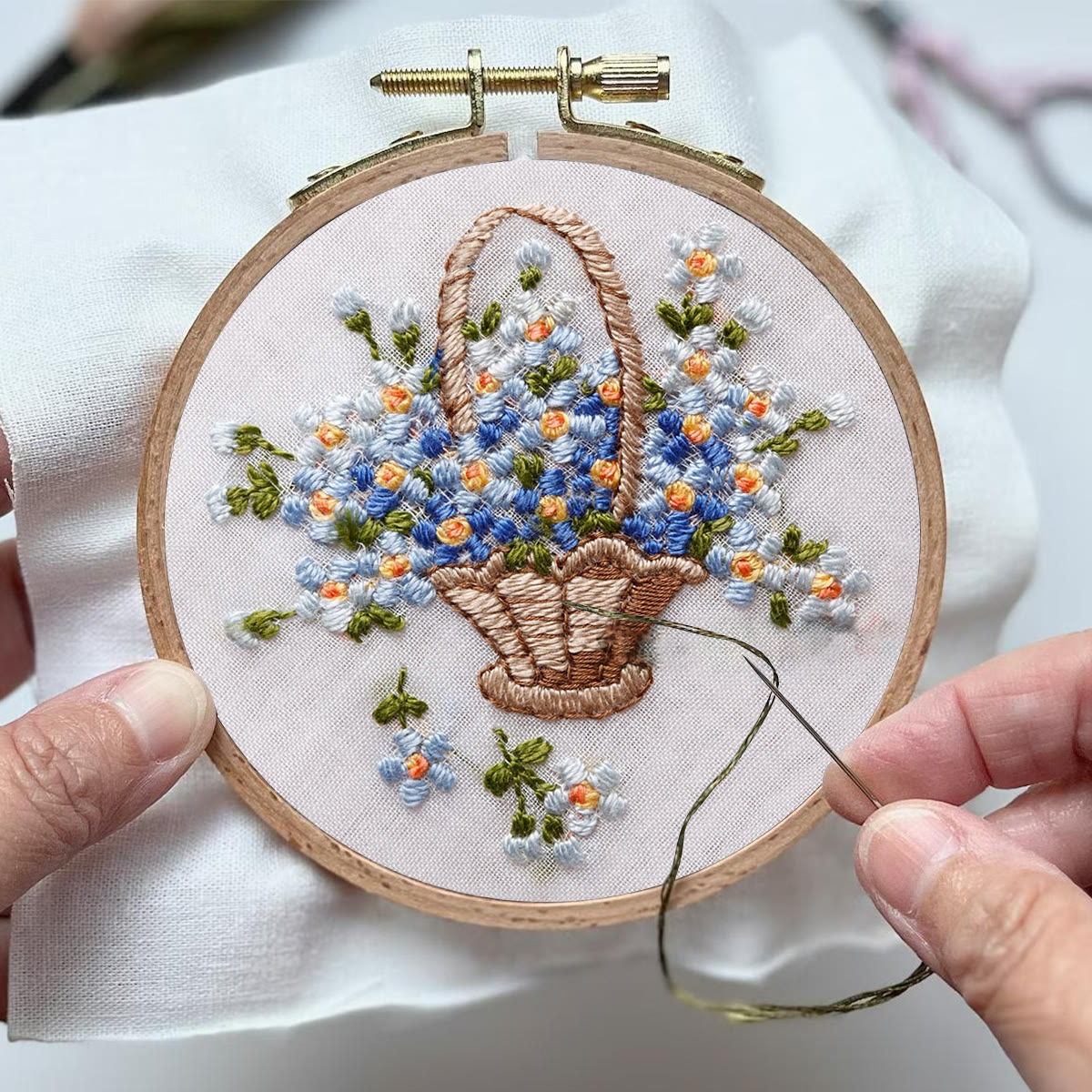 Rubbyoo Embroidery Kit-  Basket Of Flowers Diy Kit For Women| Diy Craft Kits  - image 4