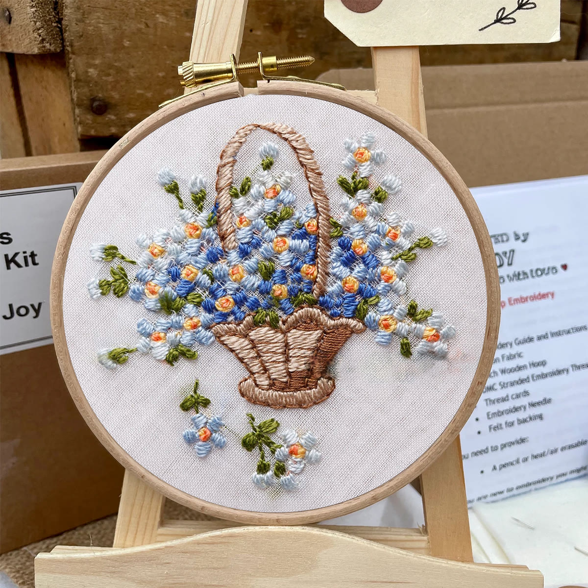 Rubbyoo Embroidery Kit-  Basket Of Flowers Diy Kit For Women| Diy Craft Kits  - image 6