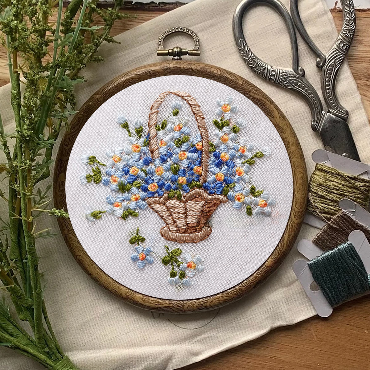Rubbyoo Embroidery Kit-  Basket Of Flowers Diy Kit For Women| Diy Craft Kits  - image 7