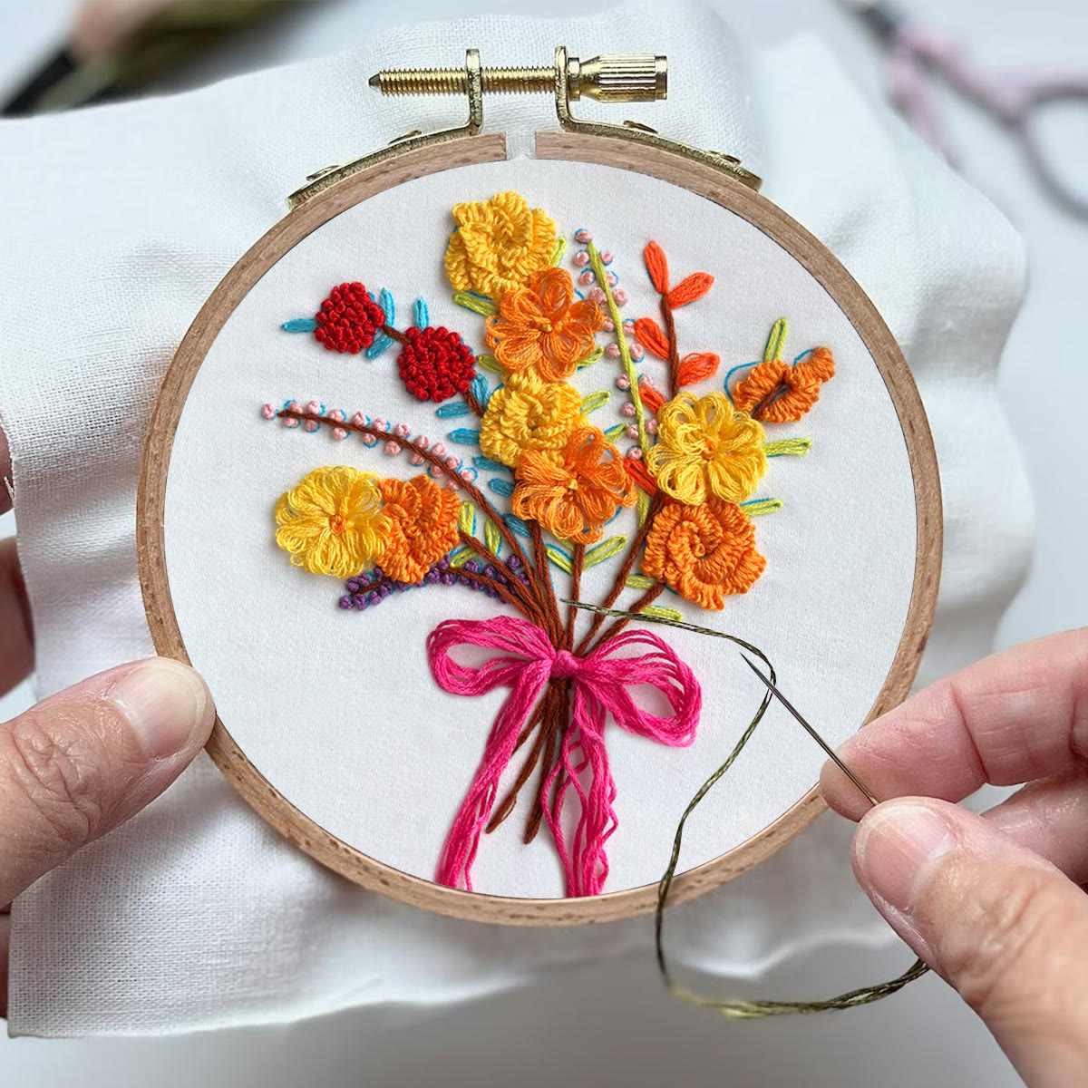 Rubbyoo Embroidery Kit-  Color Flowers Pattern Starter Kit For Craft Lover - image 4