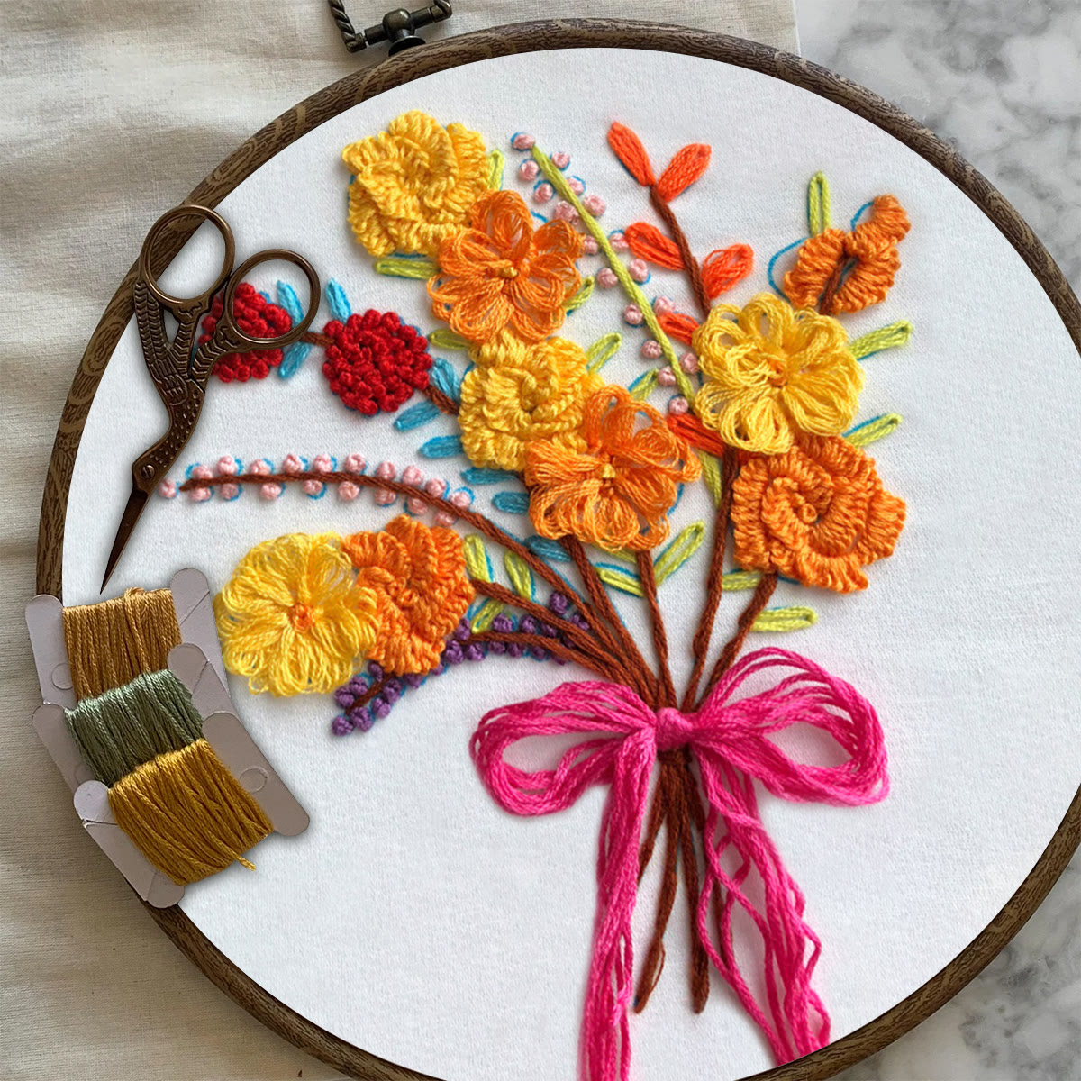 Rubbyoo Embroidery Kit-  Color Flowers Pattern Starter Kit For Craft Lover - image 7