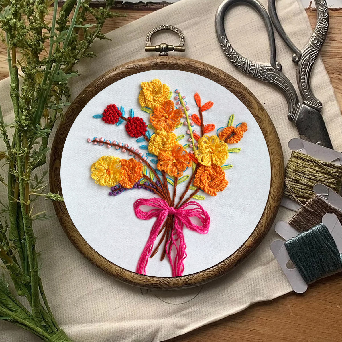 Rubbyoo Embroidery Kit-  Color Flowers Pattern Starter Kit For Craft Lover - image 8