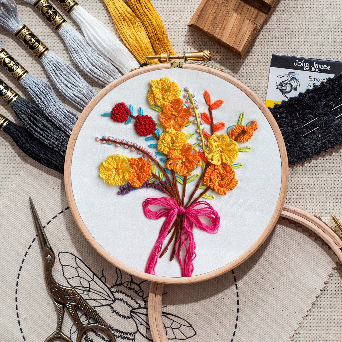 Rubbyoo Embroidery Kit-  Color Flowers Pattern Starter Kit For Craft Lover - image 9