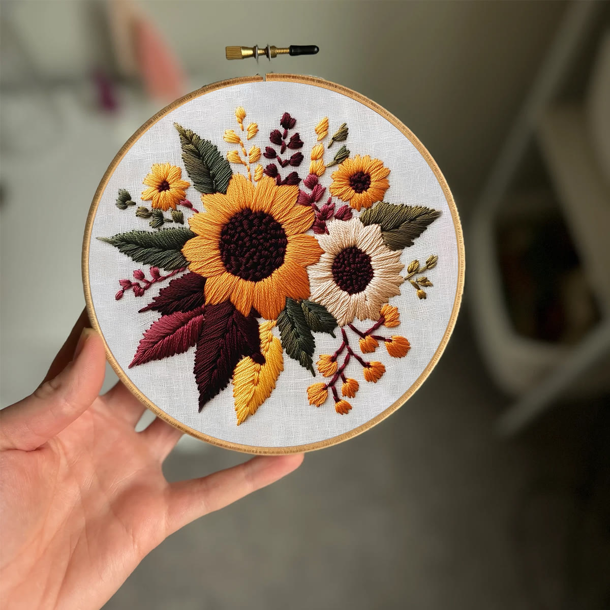 Rubbyoo Embroidery Kit- Sunflower Cluster| For Craft Lover Hand Stitch - image 2