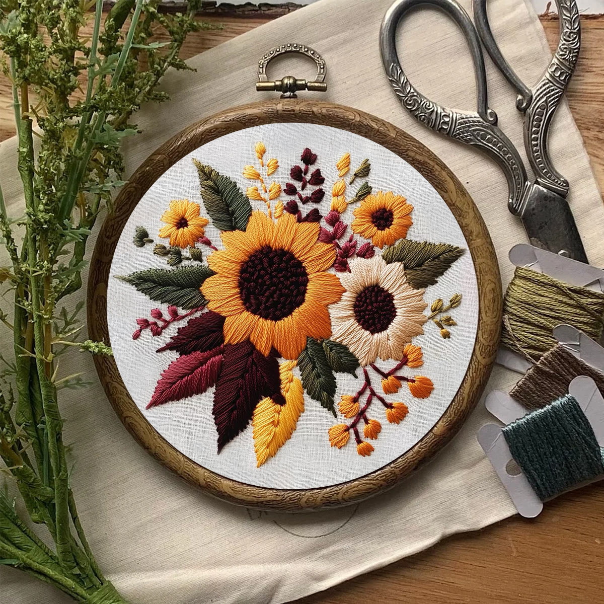 Rubbyoo Embroidery Kit- Sunflower Cluster| For Craft Lover Hand Stitch - image 7