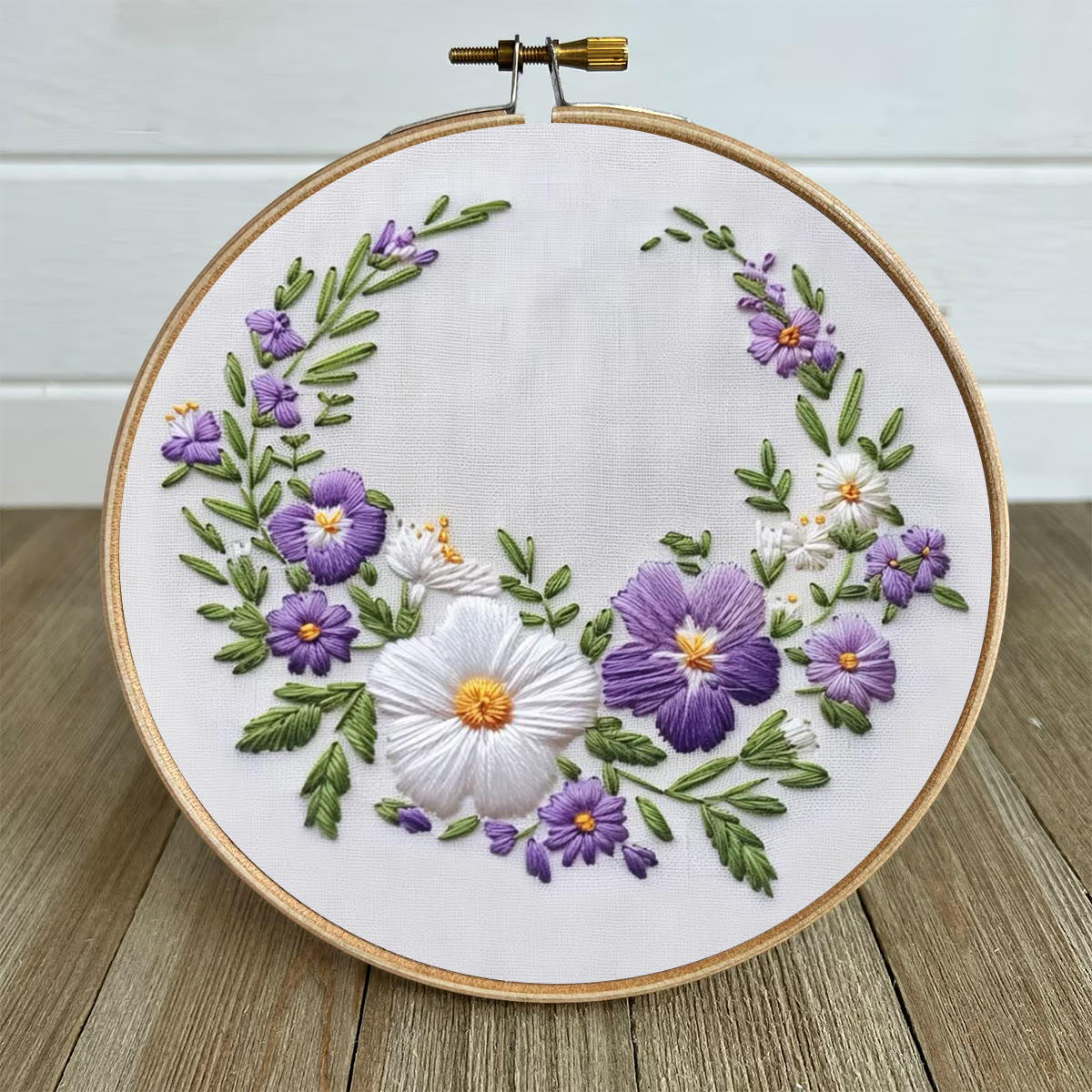Rubbyoo Embroidery Kit- White And Purple Garland | For Craft Lover Hand Stitch - image 5