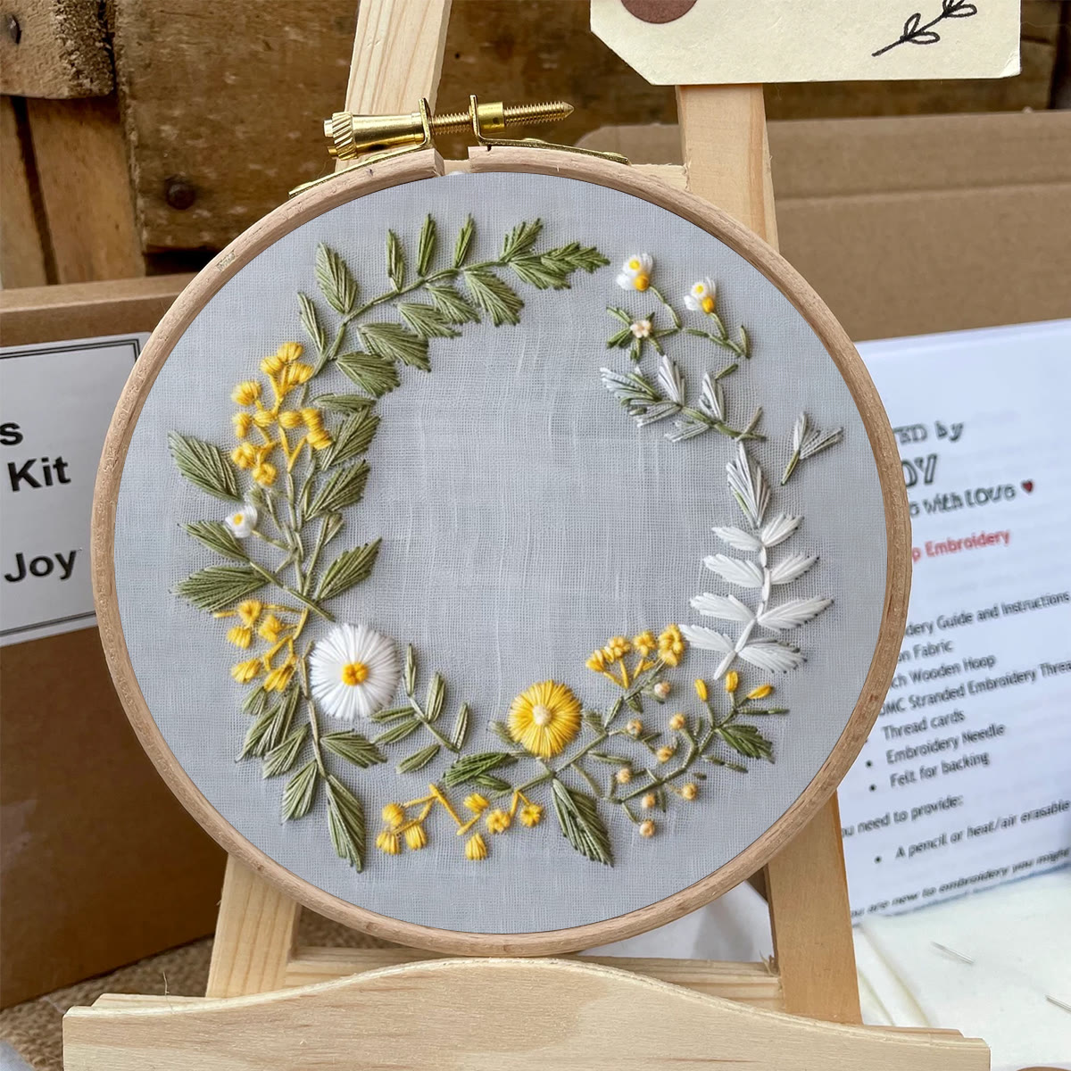 Rubbyoo Embroidery Kit- Delicate  Wreath | For Craft Lover Hand Stitch - image 5