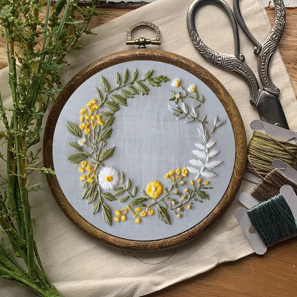 Rubbyoo Embroidery Kit- Delicate  Wreath | For Craft Lover Hand Stitch - image 8