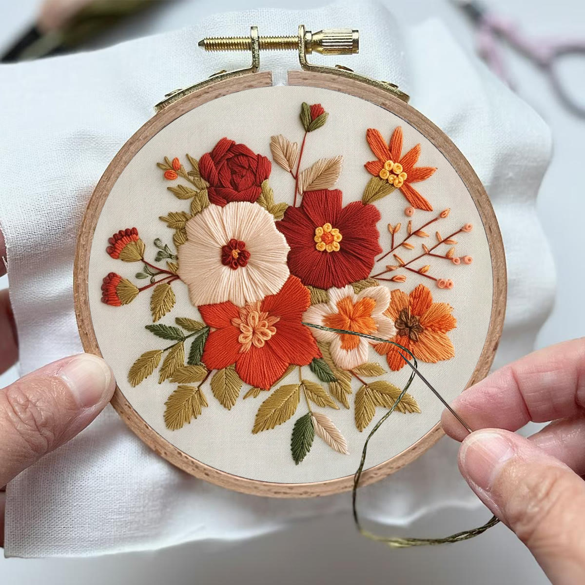 Rubbyoo Embroidery Kit- Autumn Blooms | For Beginners Hand Stitch - image 4