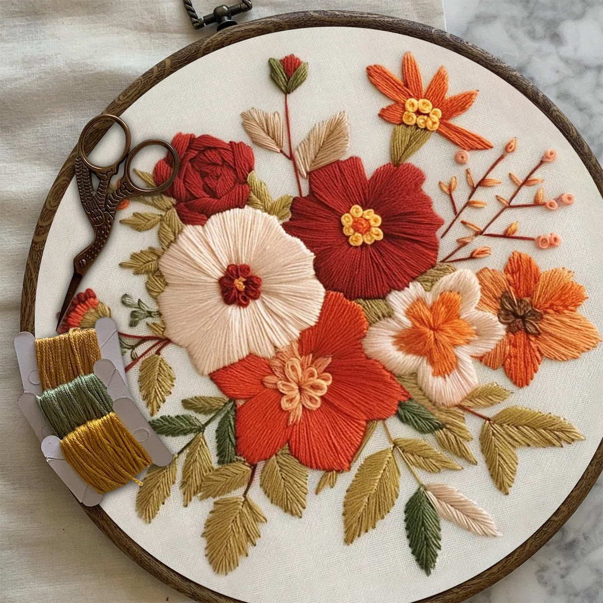 Rubbyoo Embroidery Kit- Autumn Blooms | For Beginners Hand Stitch - image 7