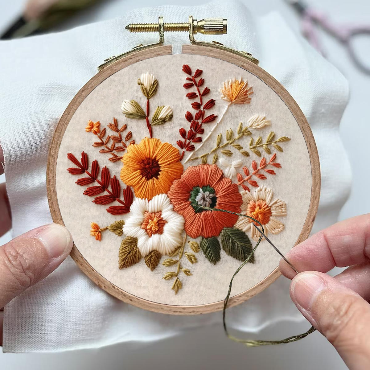 Rubbyoo Embroidery Kit- Autumn Blooms 2 | For Beginners Hand Stitch - image 4
