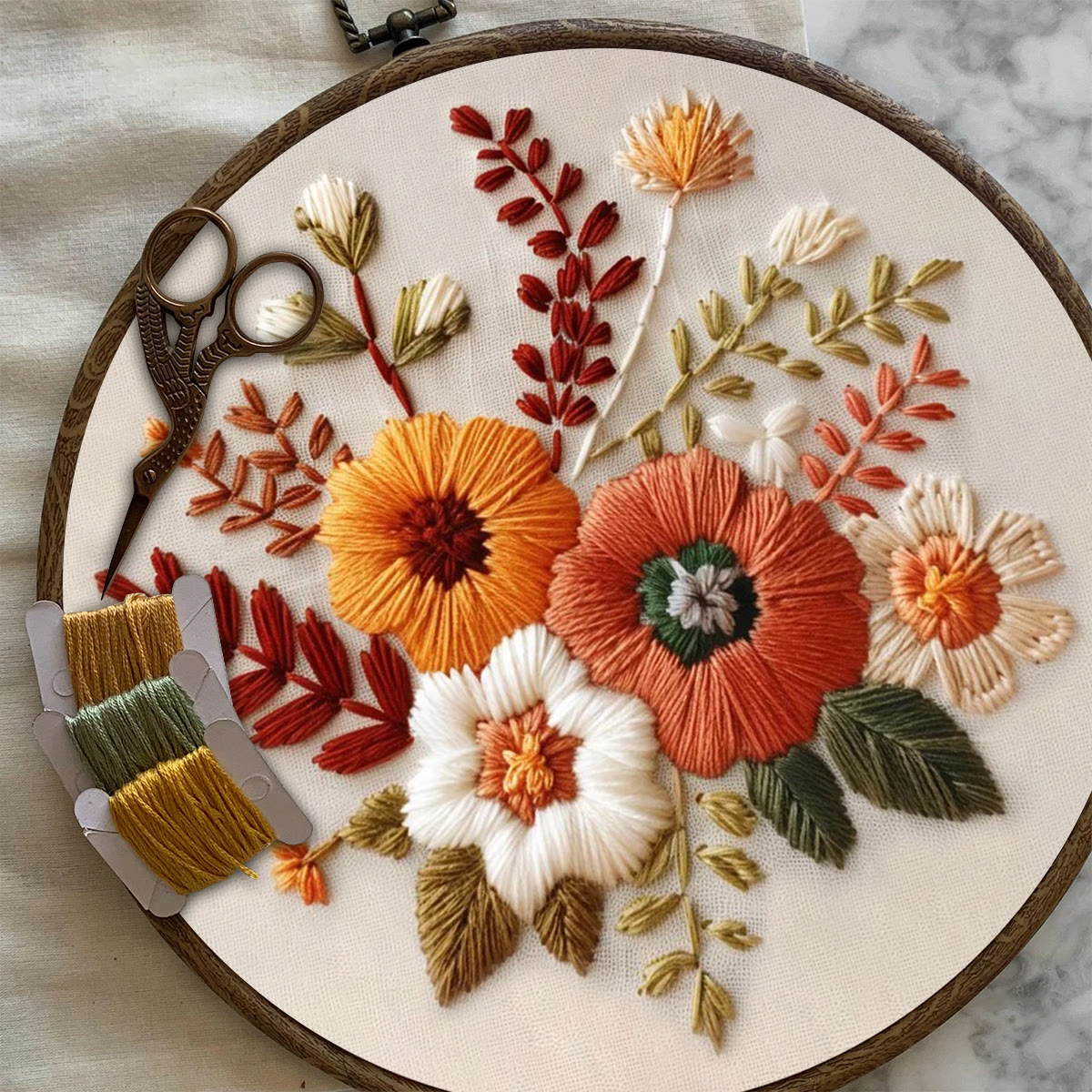 Rubbyoo Embroidery Kit- Autumn Blooms 2 | For Beginners Hand Stitch - image 7