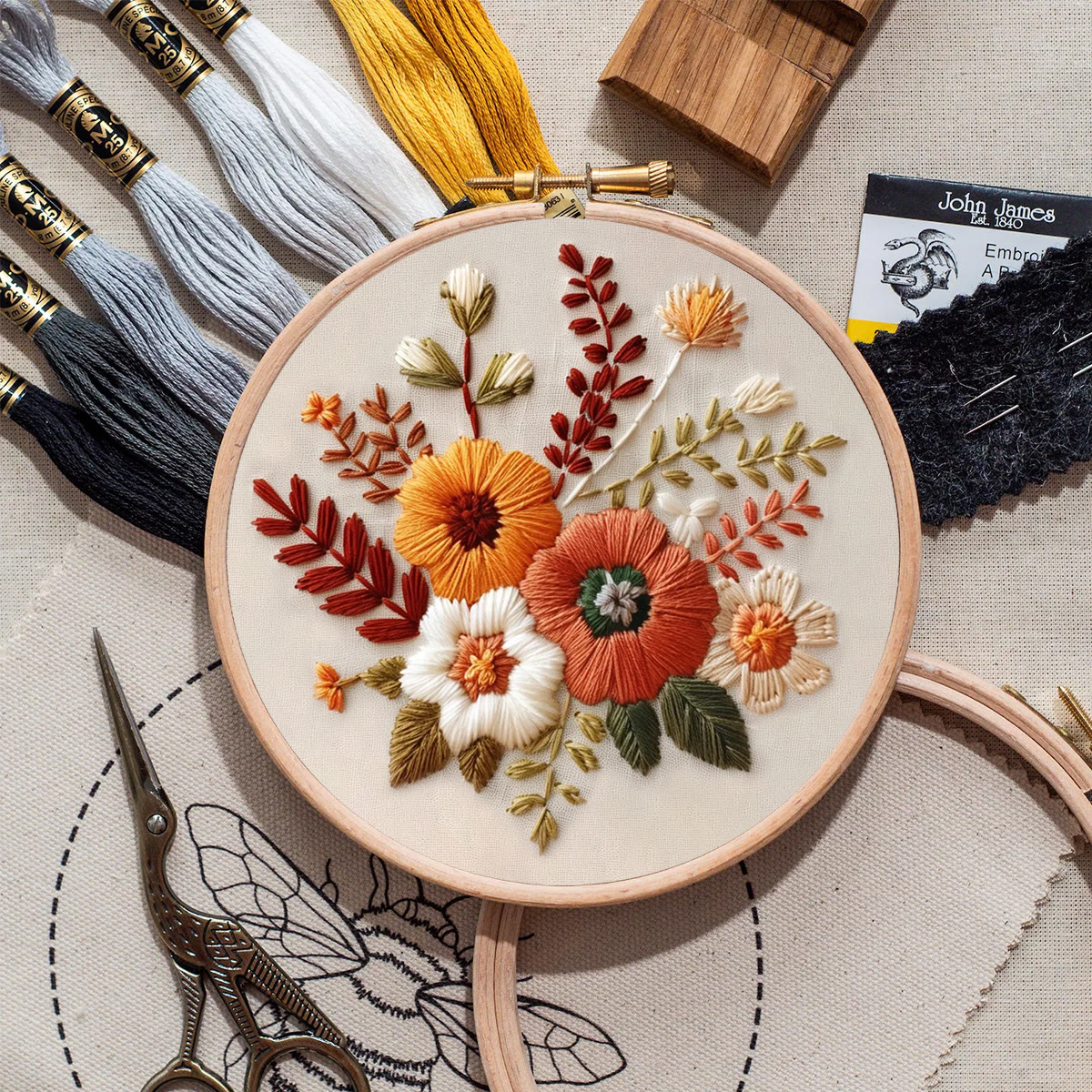 Rubbyoo Embroidery Kit- Autumn Blooms 2 | For Beginners Hand Stitch - image 9
