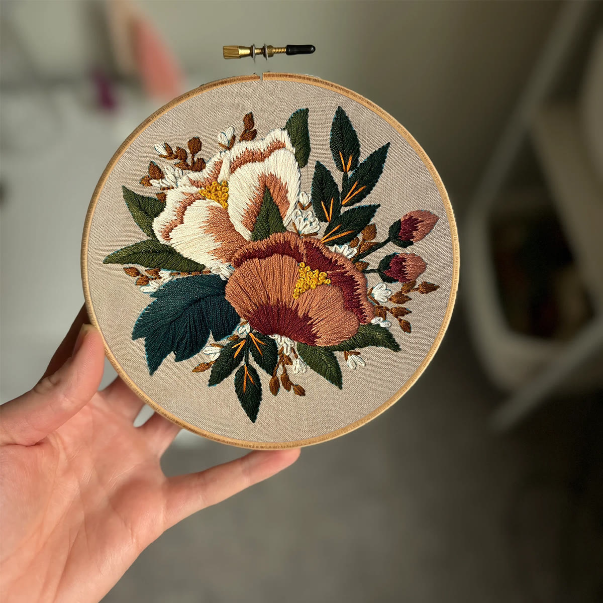 Rubbyoo Embroidery Kit- Blush Floral Pattern | For Beginners Hand Stitch - image 2