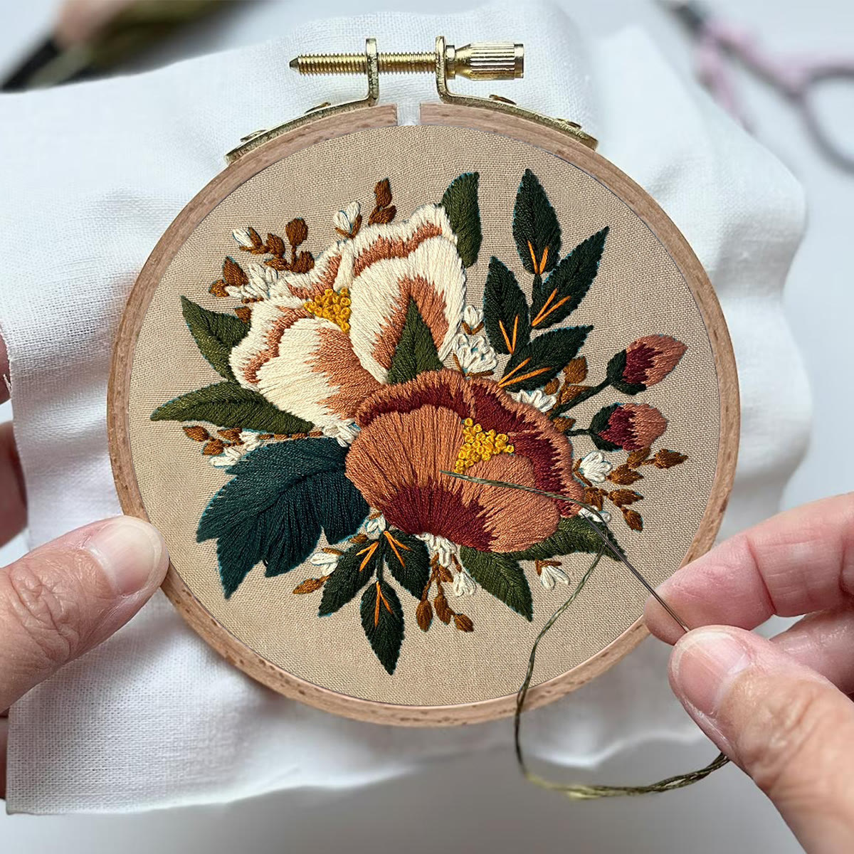 Rubbyoo Embroidery Kit- Blush Floral Pattern | For Beginners Hand Stitch - image 4
