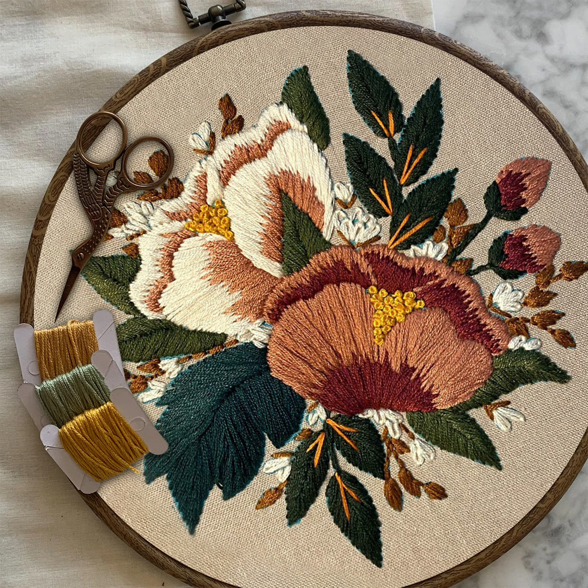 Rubbyoo Embroidery Kit- Blush Floral Pattern | For Beginners Hand Stitch - image 8