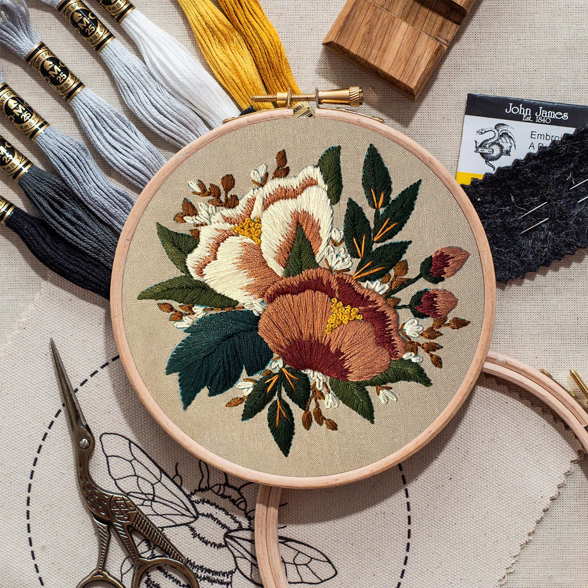 Rubbyoo Embroidery Kit- Blush Floral Pattern | For Beginners Hand Stitch - image 9