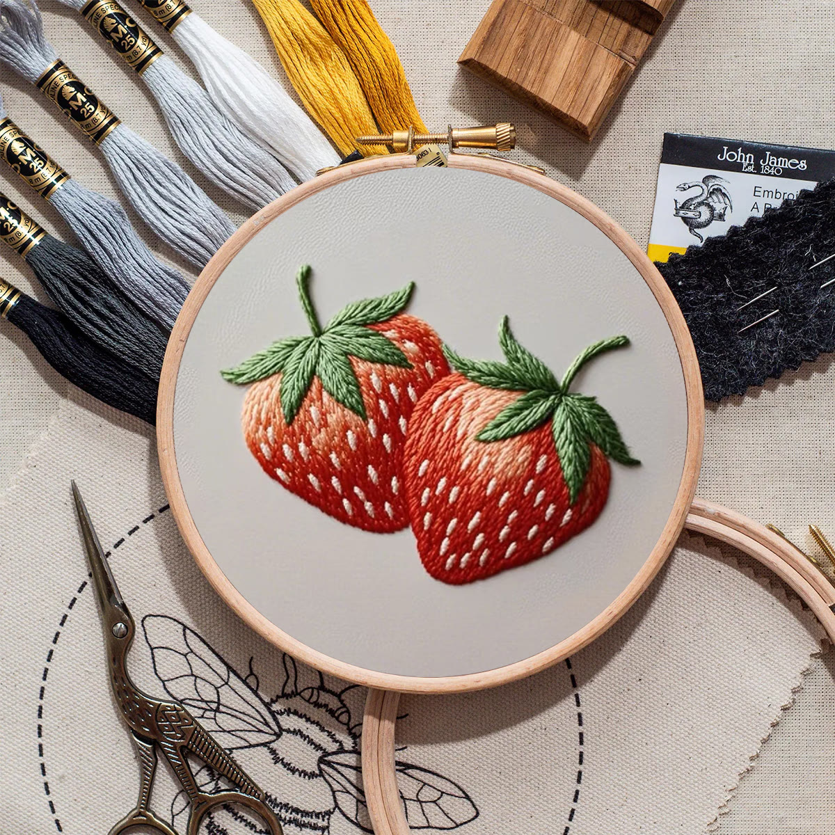 Rubbyoo Embroidery Kit- Two Big Strawberries | For Beginners DIY Craft Kits - image 9