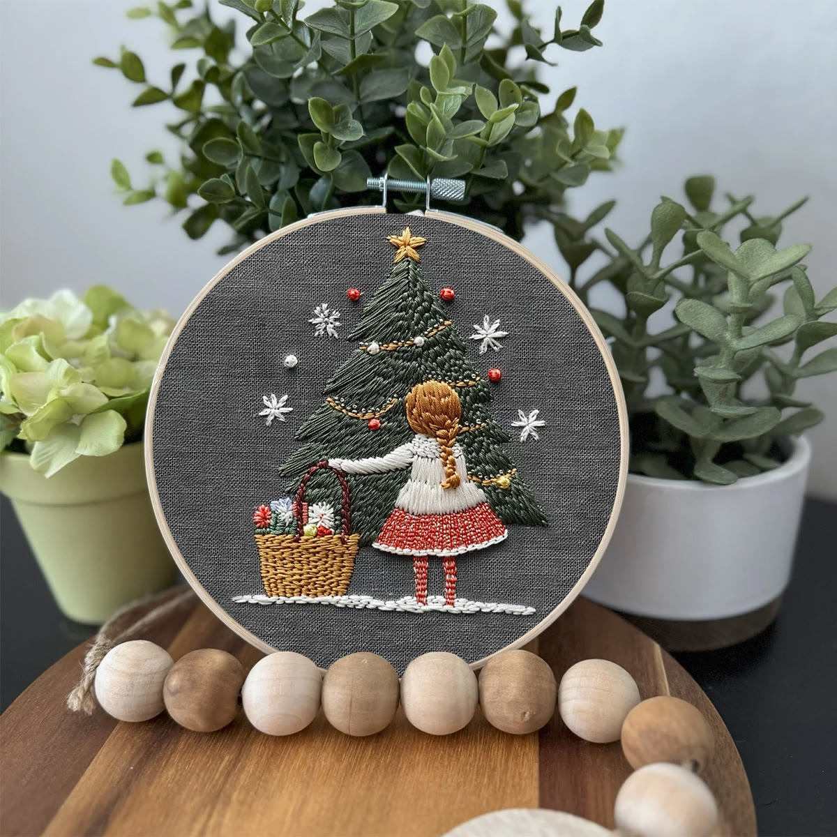 Rubbyoo Embroidery Kit- Girl And Christmas Tree | Holiday Needlework Gift Starter kit - image 3