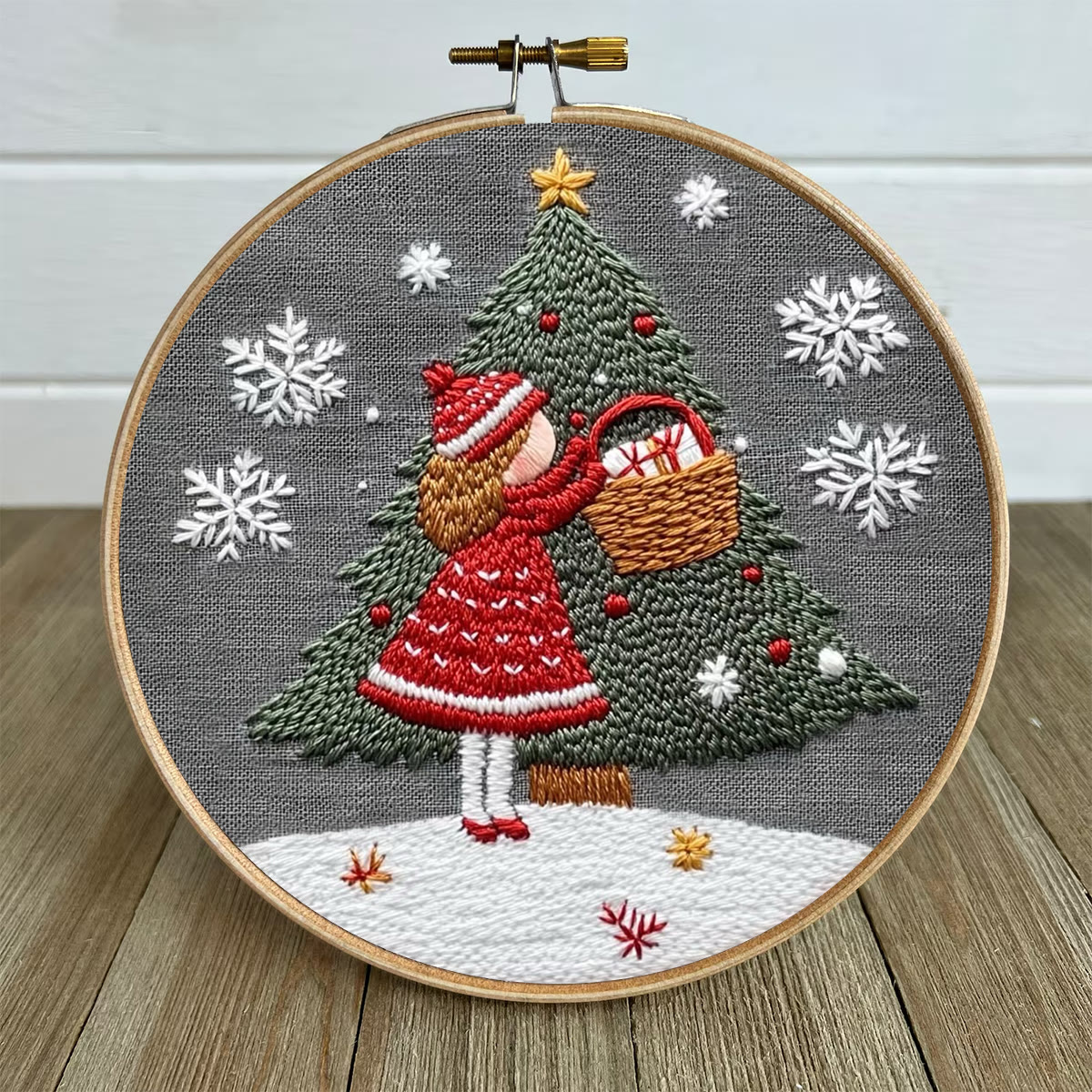 Rubbyoo Embroidery Kit- Girl And Christmas Tree 2 | Holiday Needlework Gift Starter kit - image 5