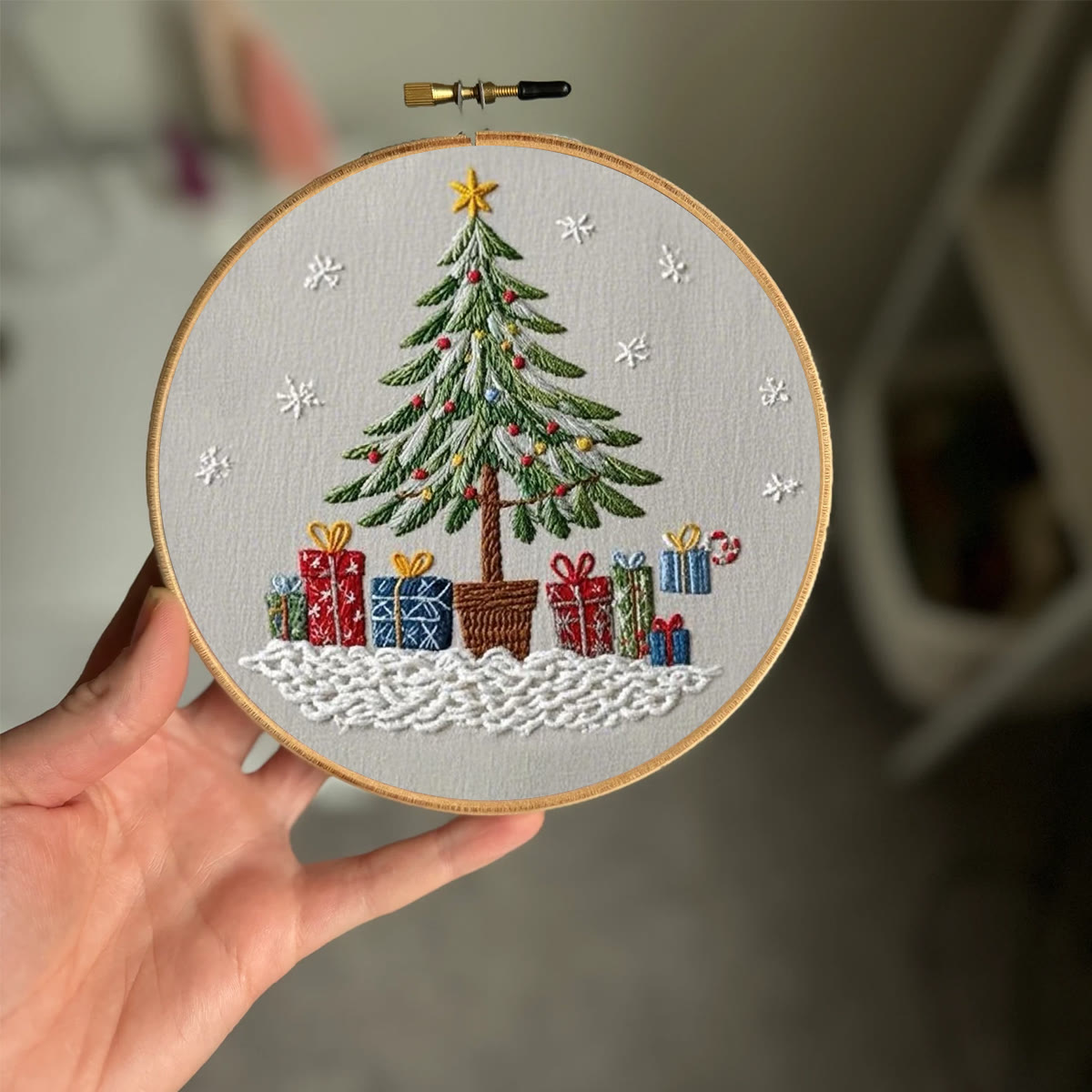 Rubbyoo Embroidery Kit- Christmas Tree With Gifts | Holiday Needlework Gift Starter Kit - image 2