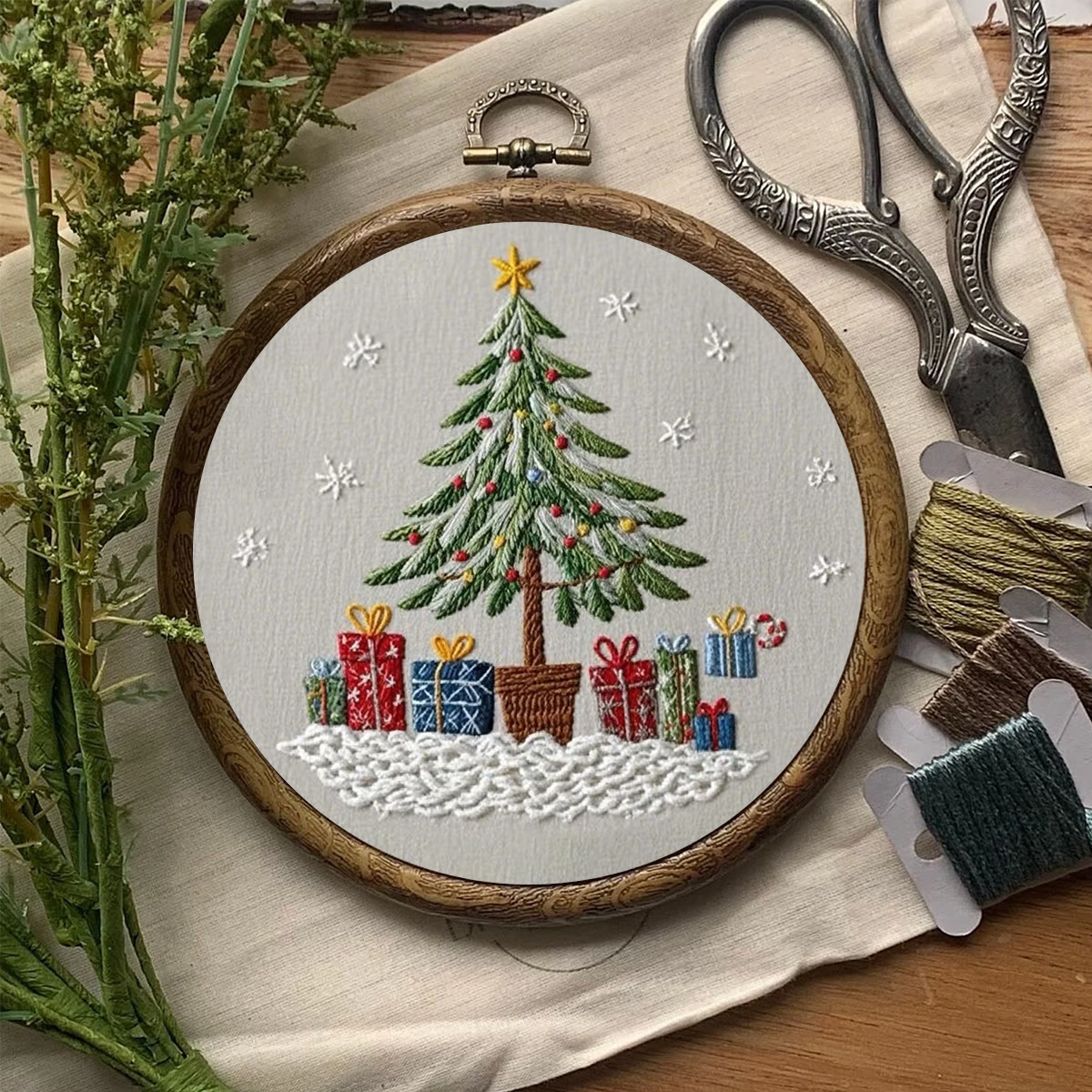 Rubbyoo Embroidery Kit- Christmas Tree With Gifts | Holiday Needlework Gift Starter Kit - image 8