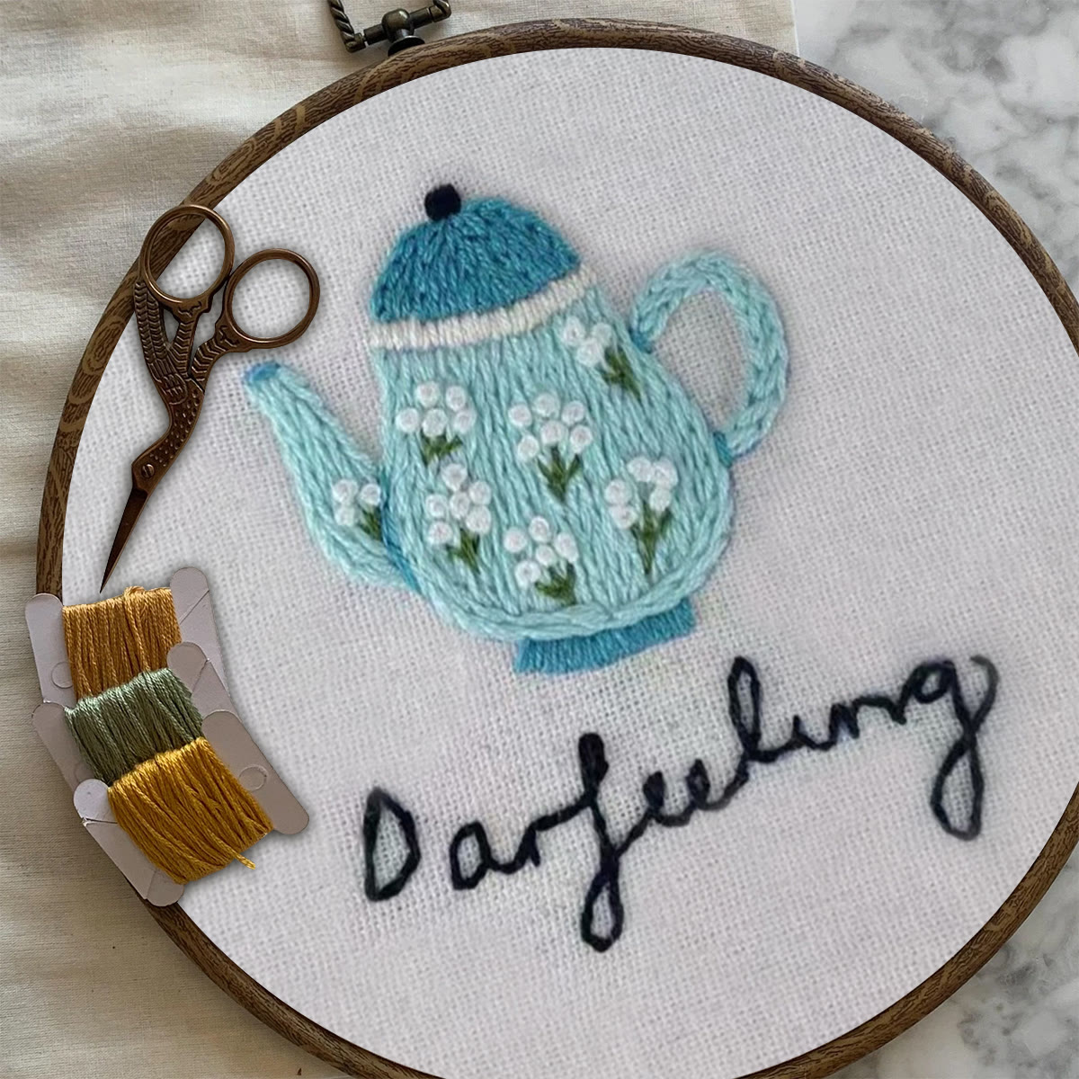 Rubbyoo Embroidery Kit- Darjeeling Tea | Cozy Crafts Easy Embroidery Kit For Beginners - image 7