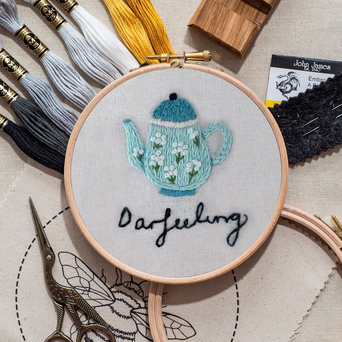Rubbyoo Embroidery Kit- Darjeeling Tea | Cozy Crafts Easy Embroidery Kit For Beginners - image 9