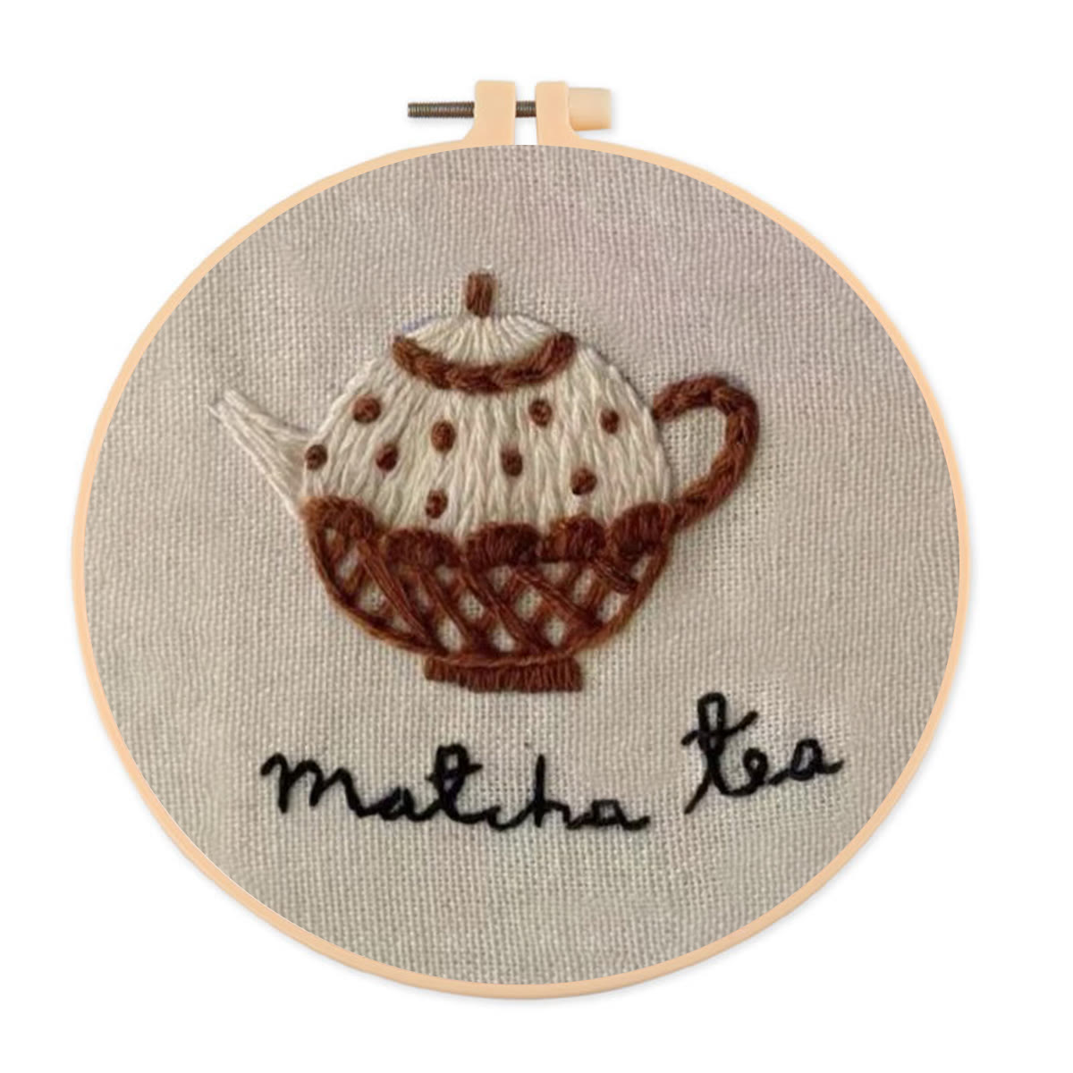 Rubbyoo Embroidery Kit- Matcha Tea | Cozy Crafts Easy Embroidery Kit For Beginners - image 1