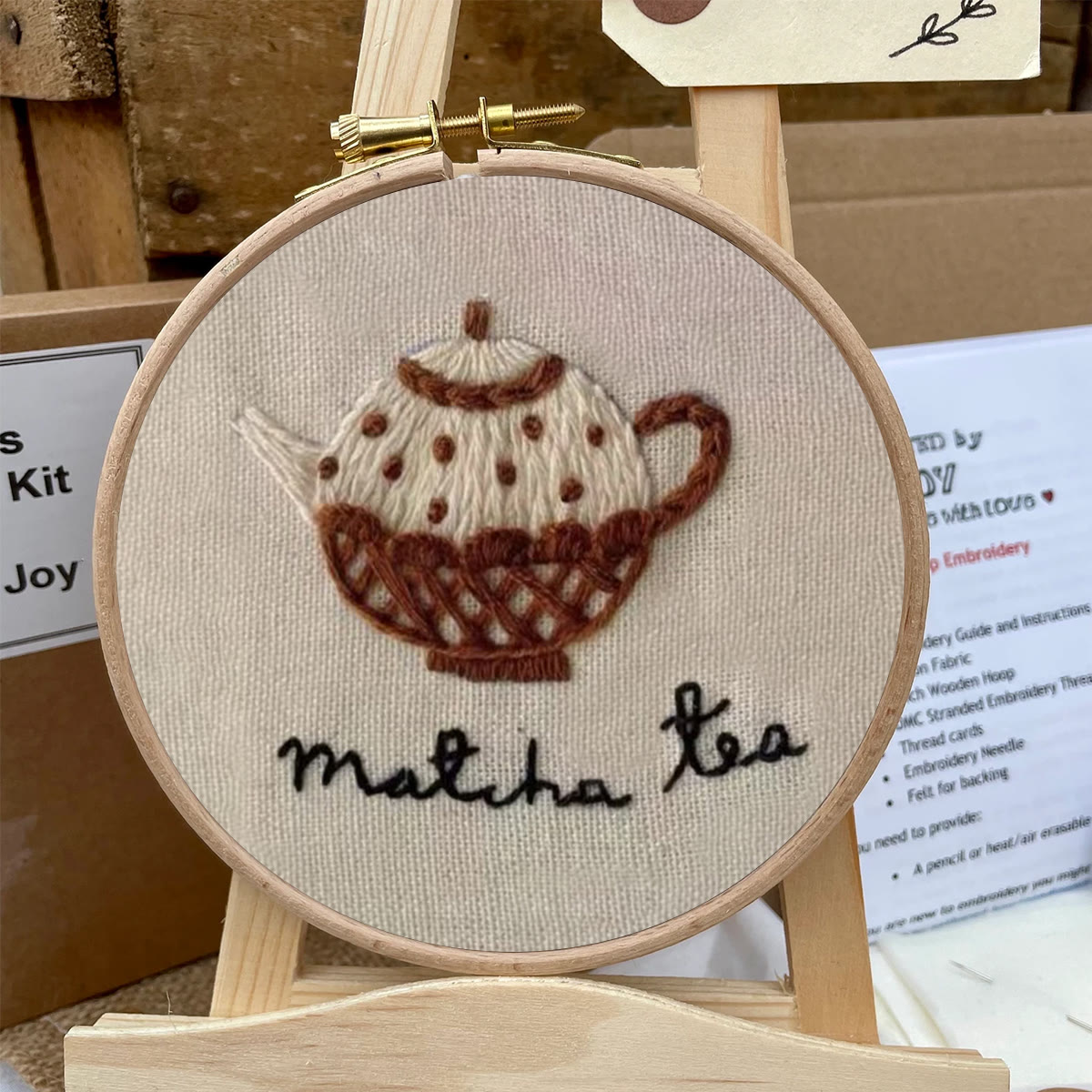 Rubbyoo Embroidery Kit- Matcha Tea | Cozy Crafts Easy Embroidery Kit For Beginners - image 6