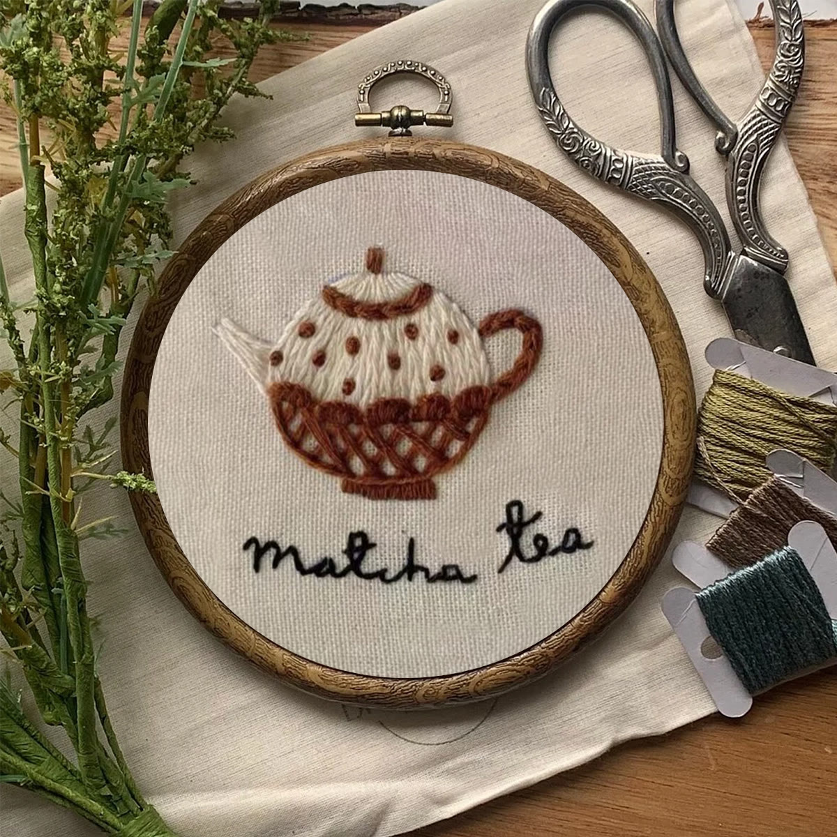 Rubbyoo Embroidery Kit- Matcha Tea | Cozy Crafts Easy Embroidery Kit For Beginners - image 8