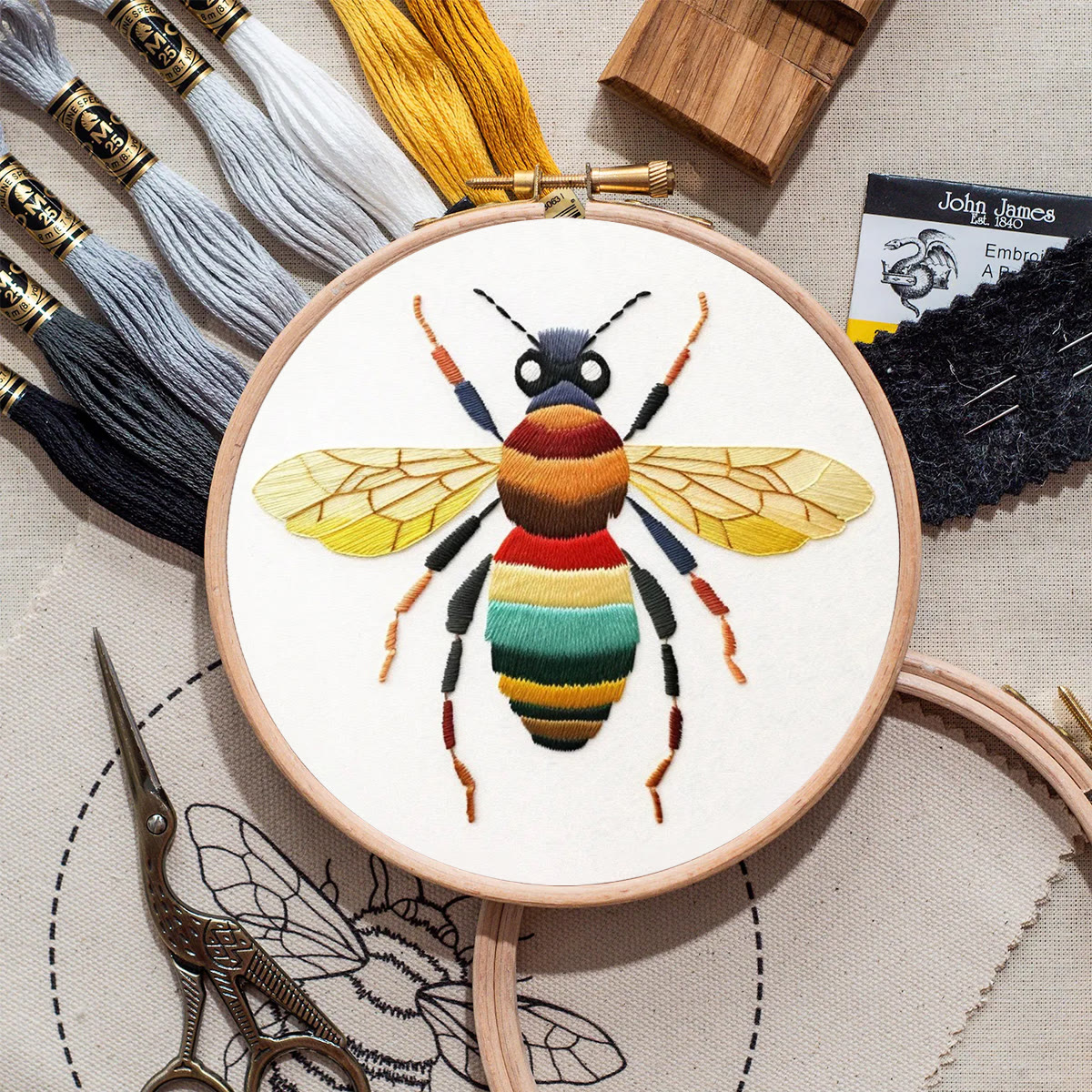 Rubbyoo Embroidery Kit- Colorful Bee | Diy Craft Kits  For Beginners - image 9