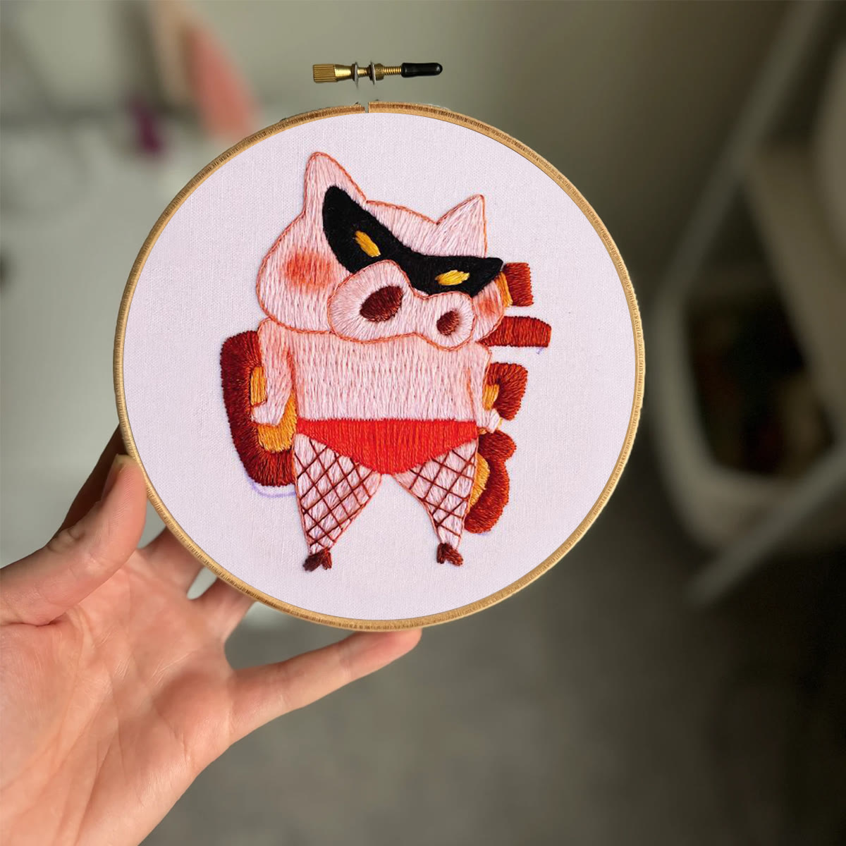 Rubbyoo Embroidery Kit- Funny Pig| Diy Kit For Starter  Hand Stitch - image 2